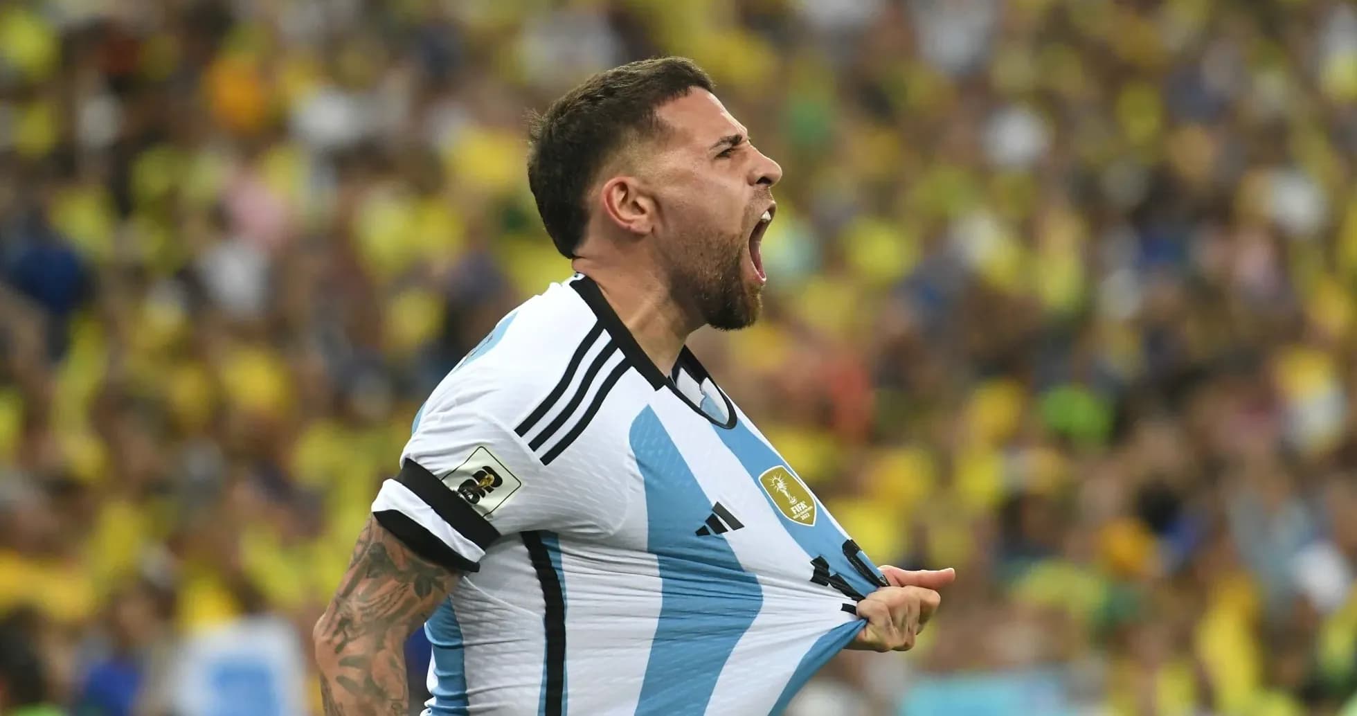 Player celebrating passionately during a match