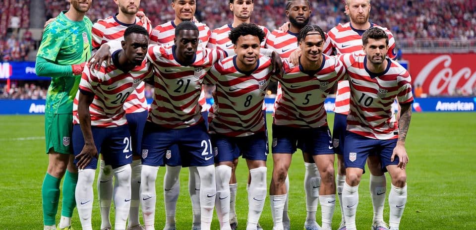 USA national football team posing for photo