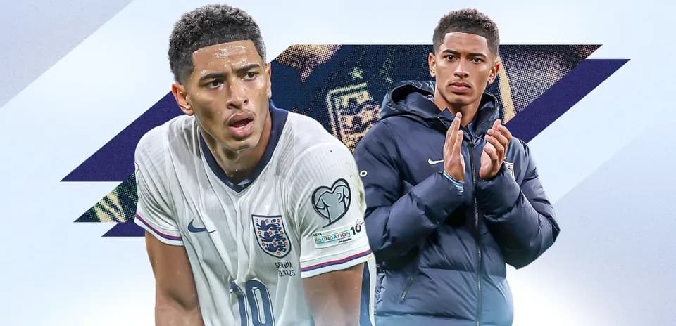 Two players in England kits, one in action