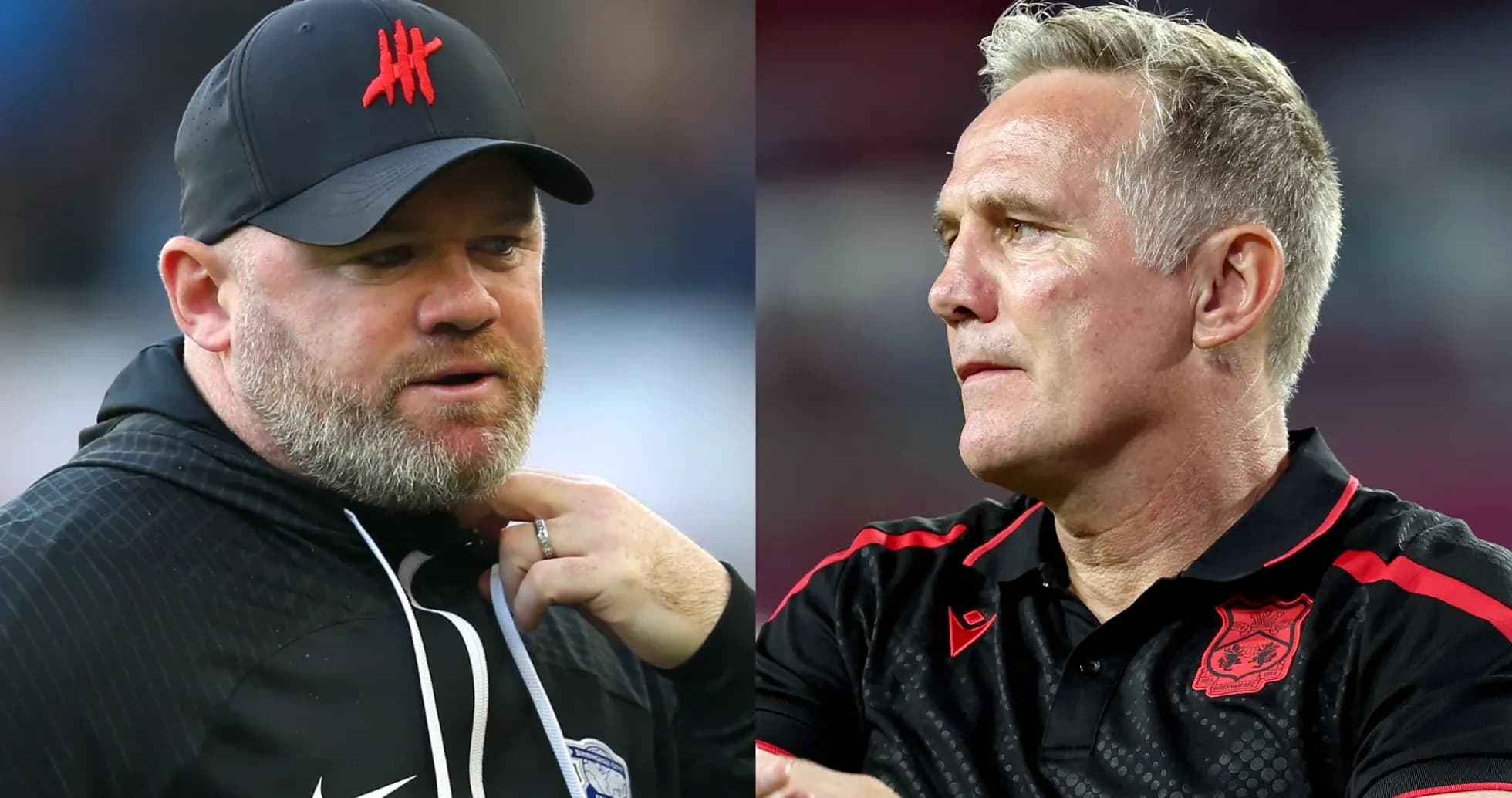 Two football managers discussing during a match