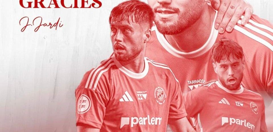 Player in red jersey with team logo and thank you message