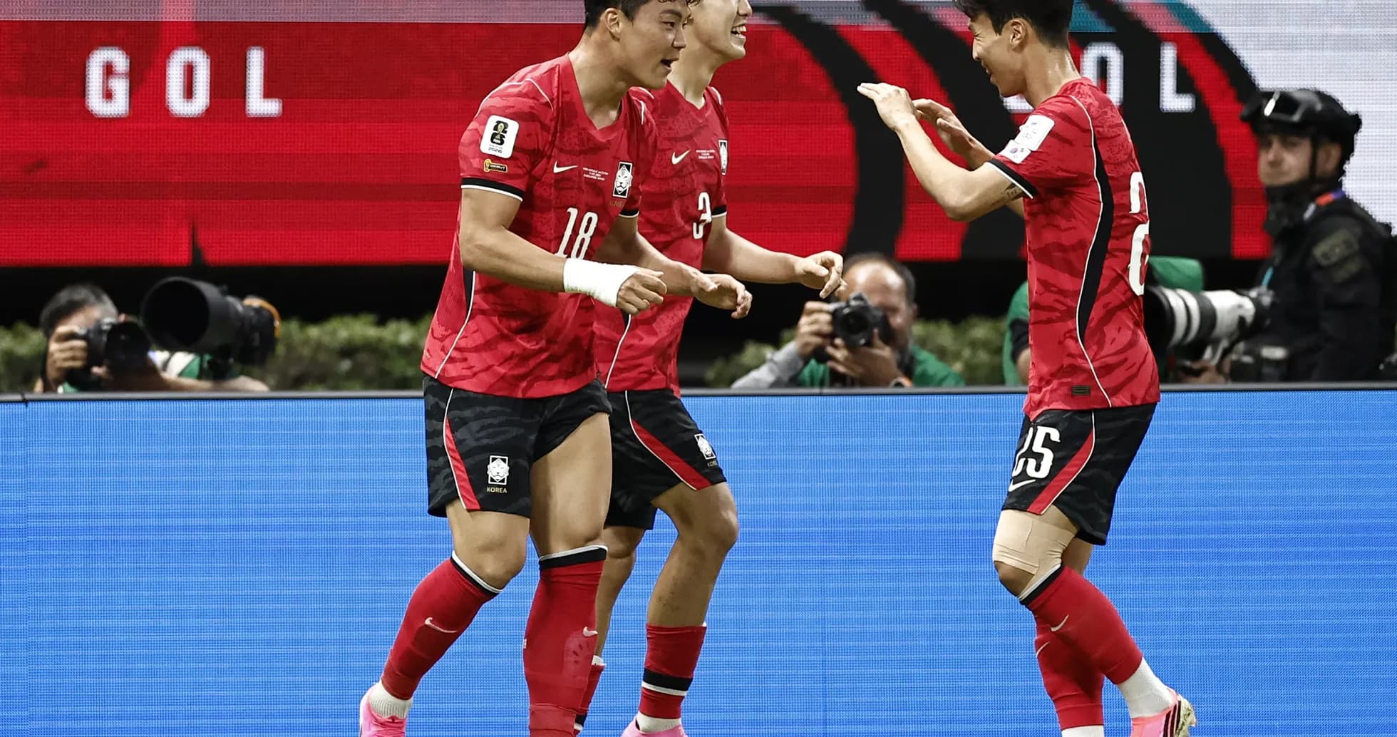 South Korean players celebrating a goal
