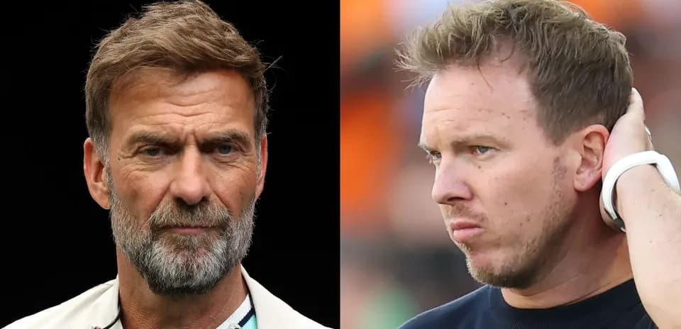Two football managers facing each other during match