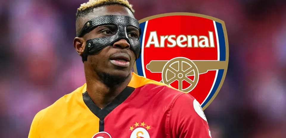 Player wearing mask with Arsenal logo in background