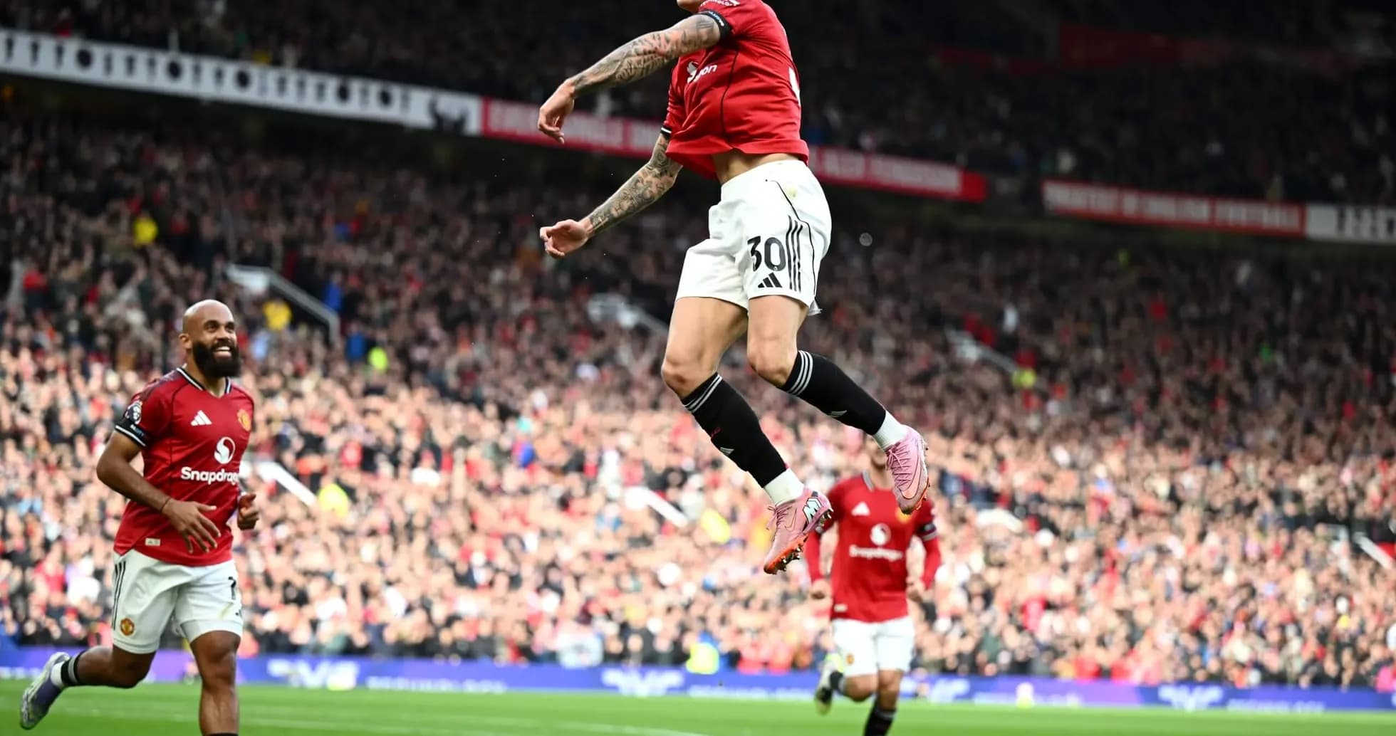 Manchester United player celebrating a goal