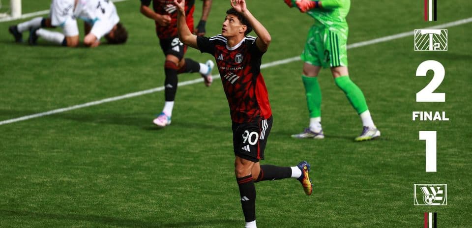 Player celebrating goal during Town vs Portland Timbers II