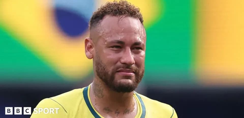 Neymar wearing Brazil jersey after match
