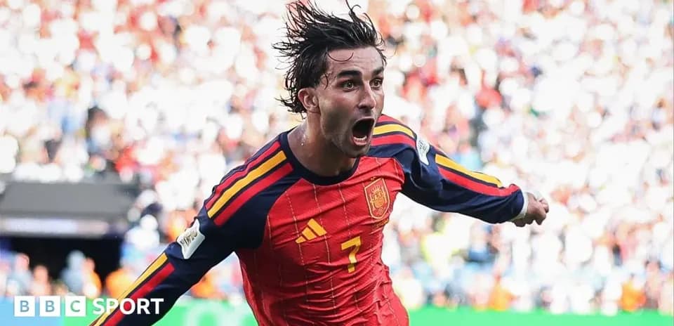 Spain player celebrating after scoring a goal