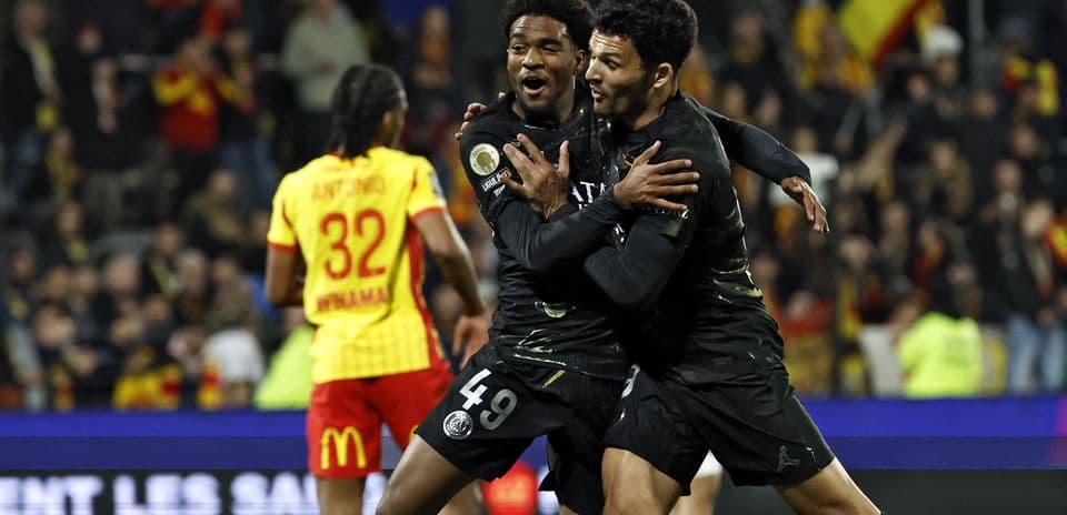PSG players celebrating a goal during a match