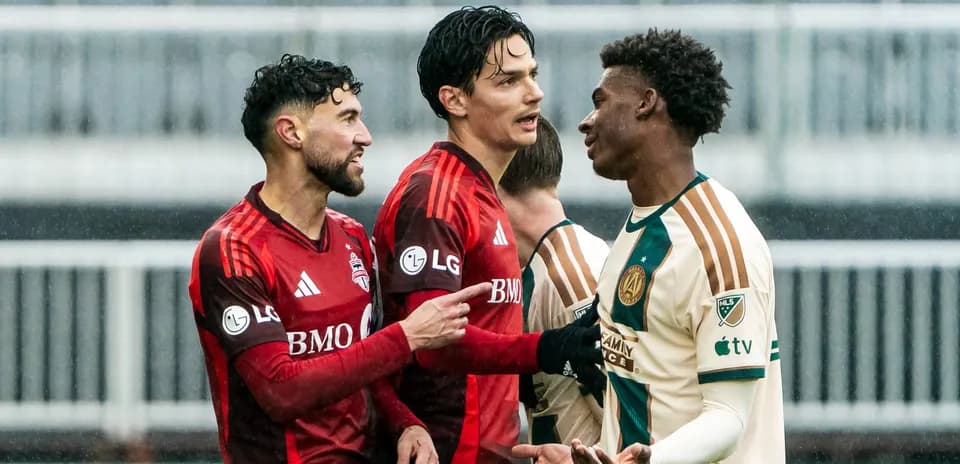 Players arguing during Atlanta United II match