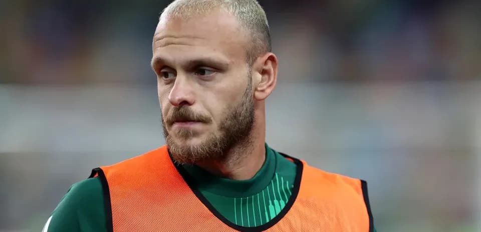 Goalkeeper in training bib before match
