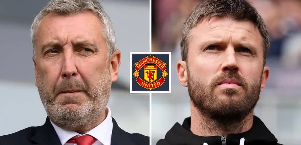 Two coaches with Manchester United logo in center
