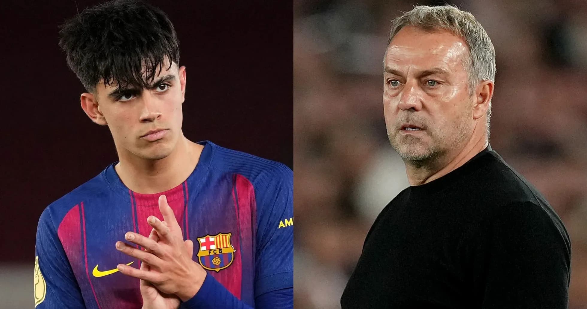 Barcelona player and coach during match preparation
