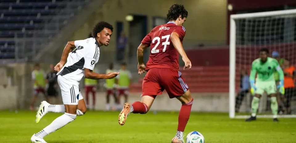 Player dribbling the ball during Chicago Fire II match