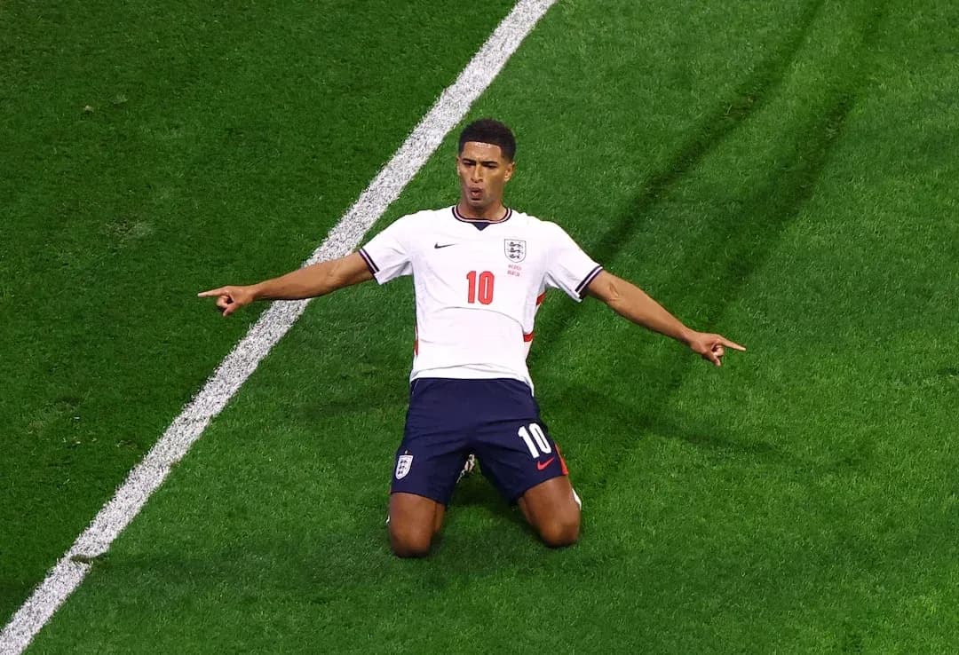 Player celebrating after scoring for England