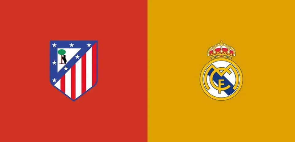 Logos of Atlético Madrid and Real Madrid side by side