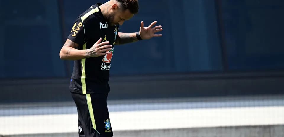 Player training with Brazil national team on pitch