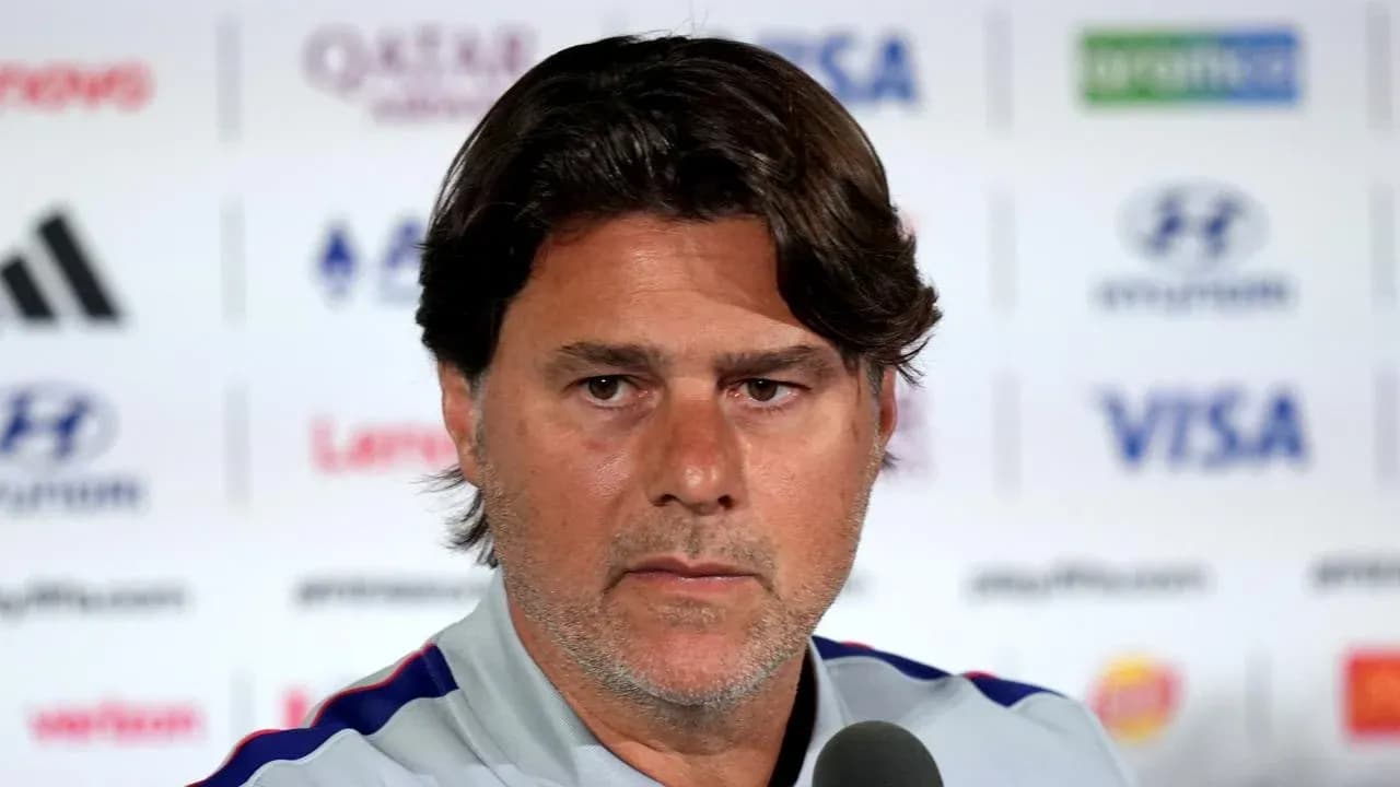 Manager speaking at press conference podium