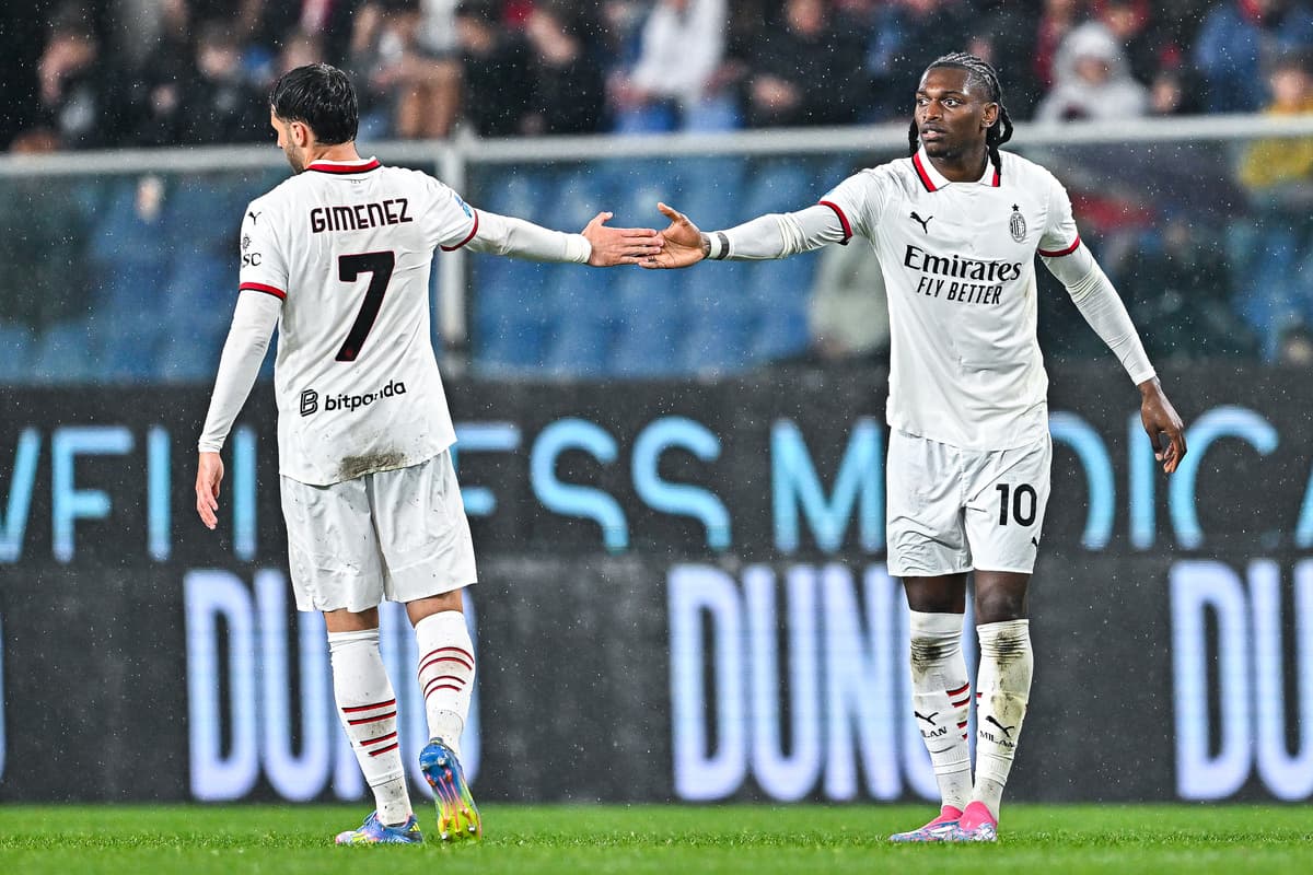 Players from AC Milan celebrating during match