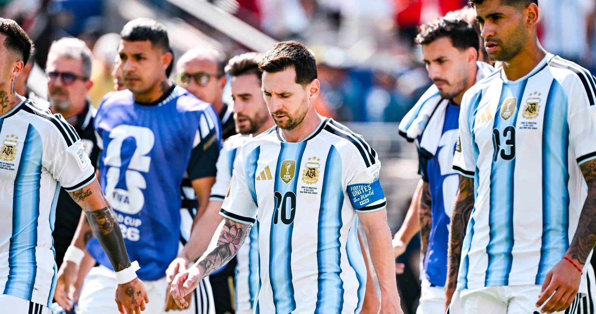 Argentina players walking onto the field before match