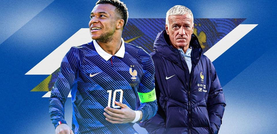 Kylian Mbappé and Didier Deschamps in France jerseys