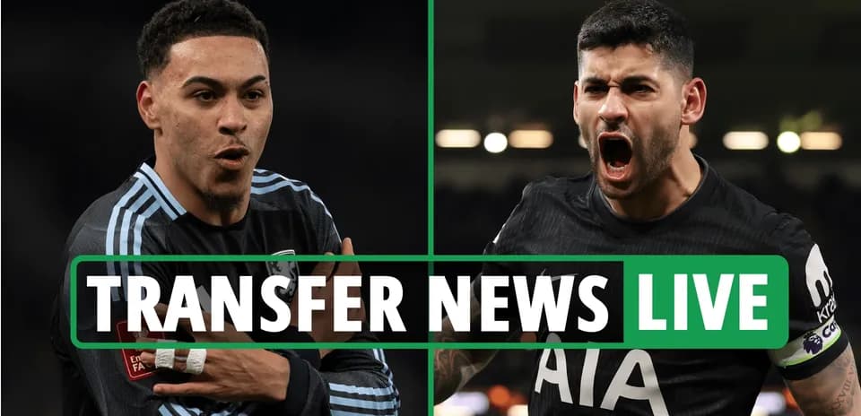 Two football players featured with 'TRANSFER NEWS LIVE' banner