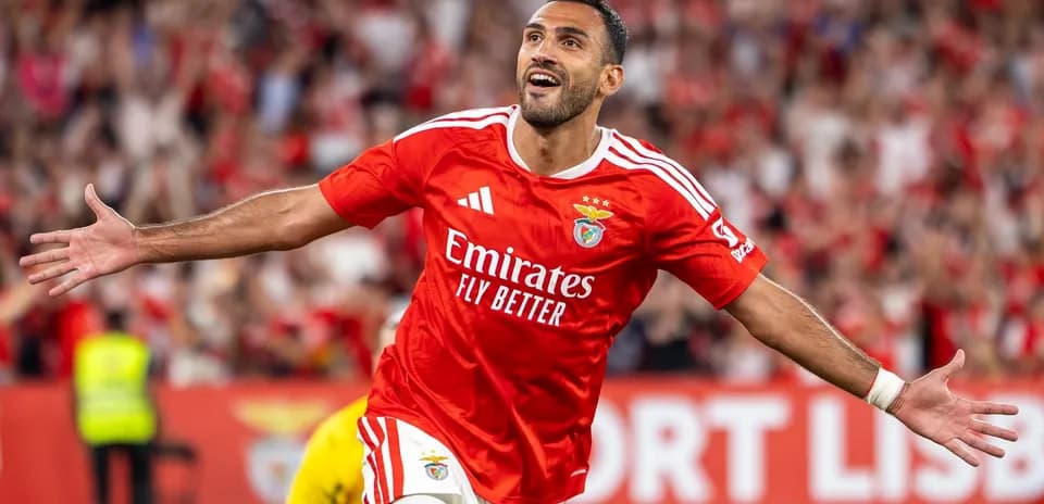 Benfica player celebrating goal during match