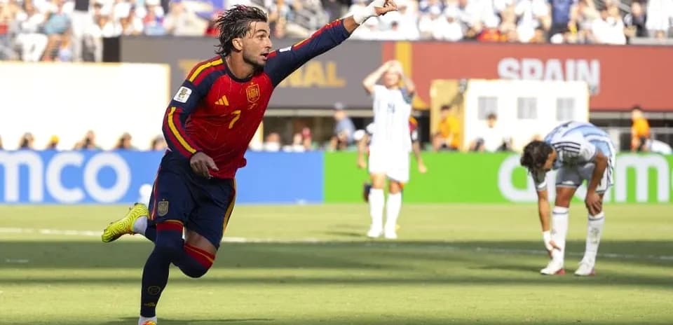 Spain player celebrating after scoring a goal