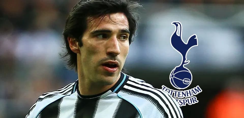 Player in Newcastle jersey with Tottenham logo overlay