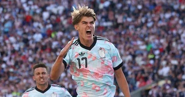 Player celebrating after scoring a goal in match