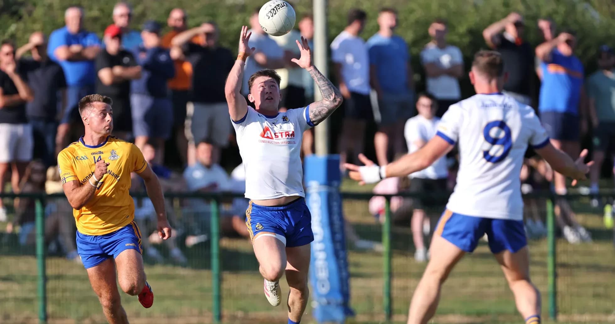 Player catching a ball during a match