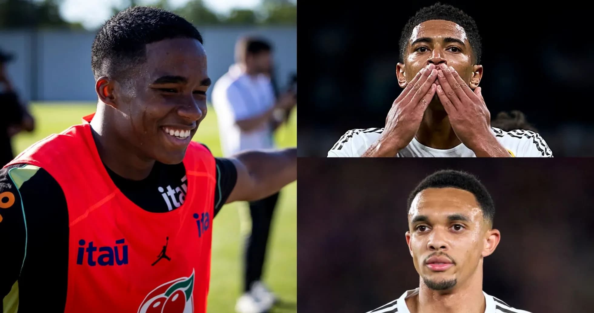 Three football players during training and matches