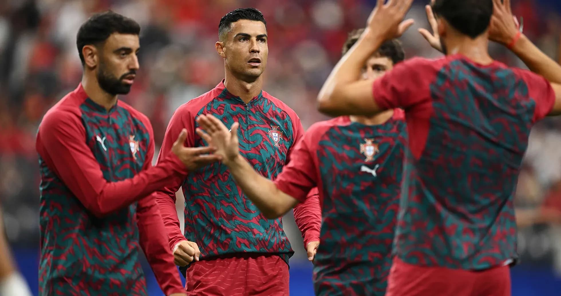 Portugal players warming up before match