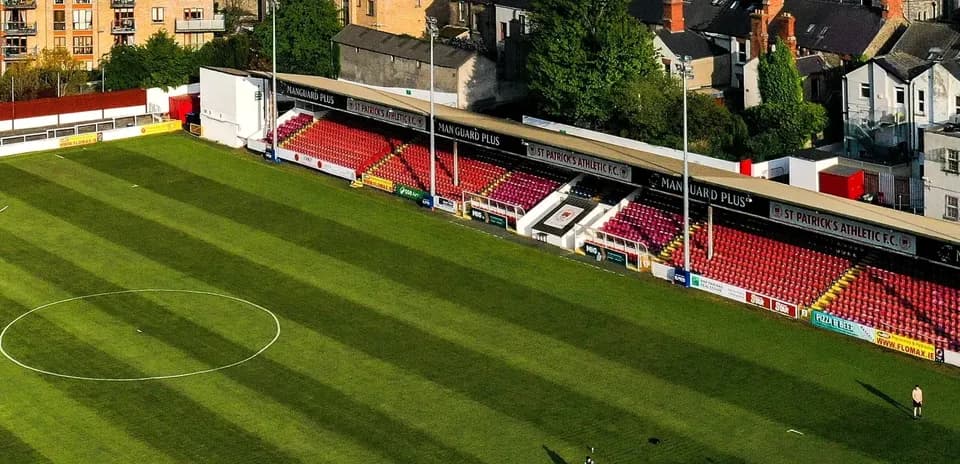 Aerial view of St. Patrick's Athletic FC stadium
