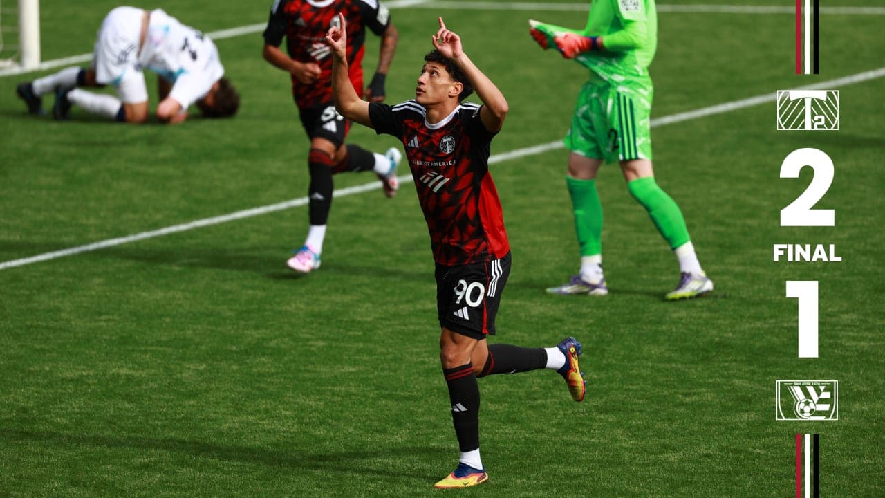 Player celebrating goal during The Town vs Portland Timbers II