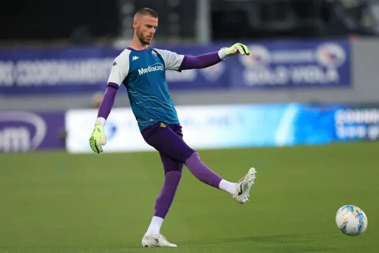 Goalkeeper kicking ball during training session