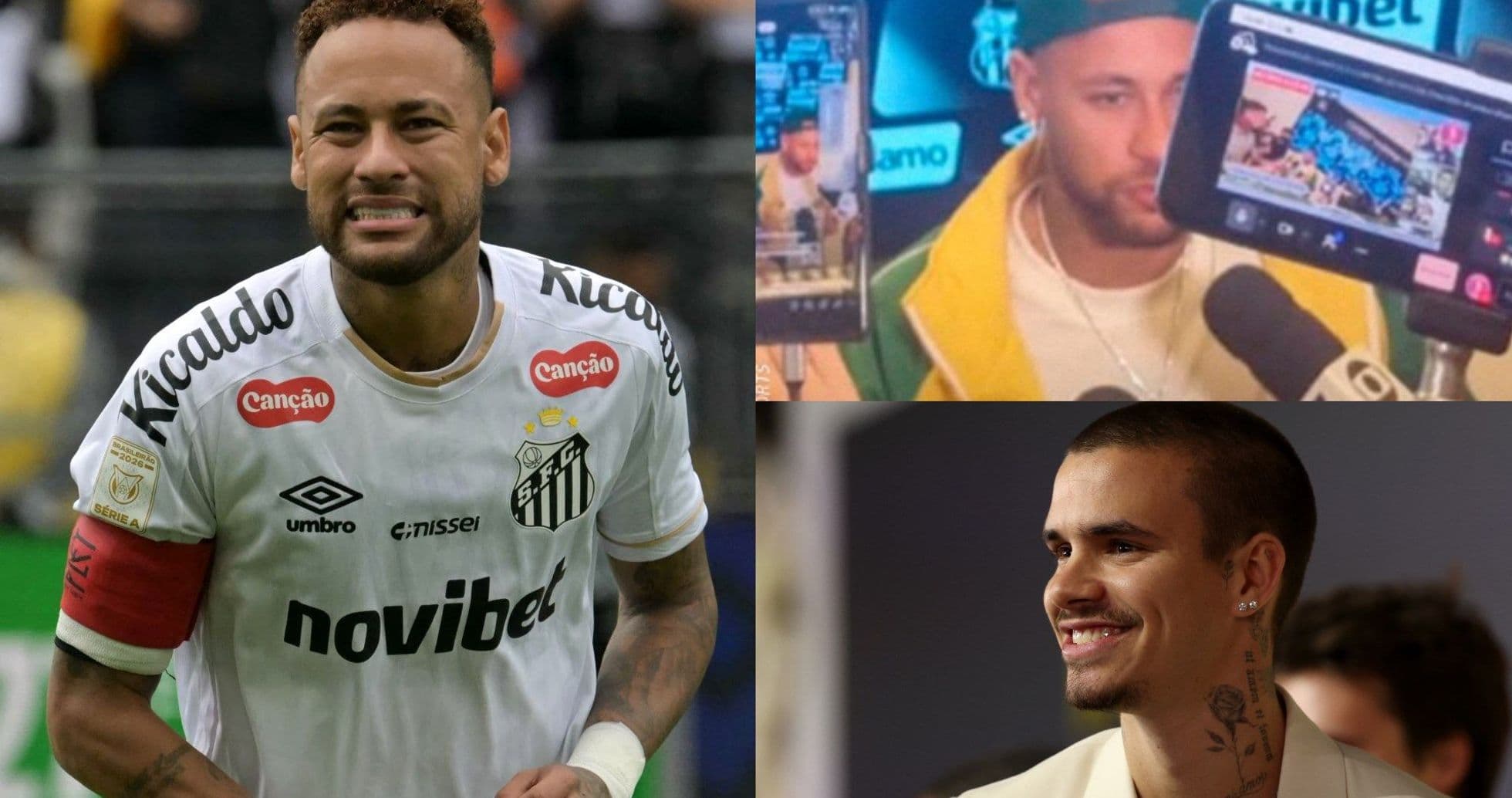 Neymar playing for Santos and attending interviews