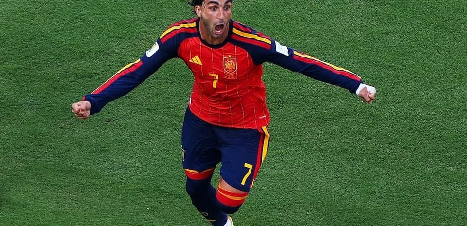Spain player celebrating a goal during match