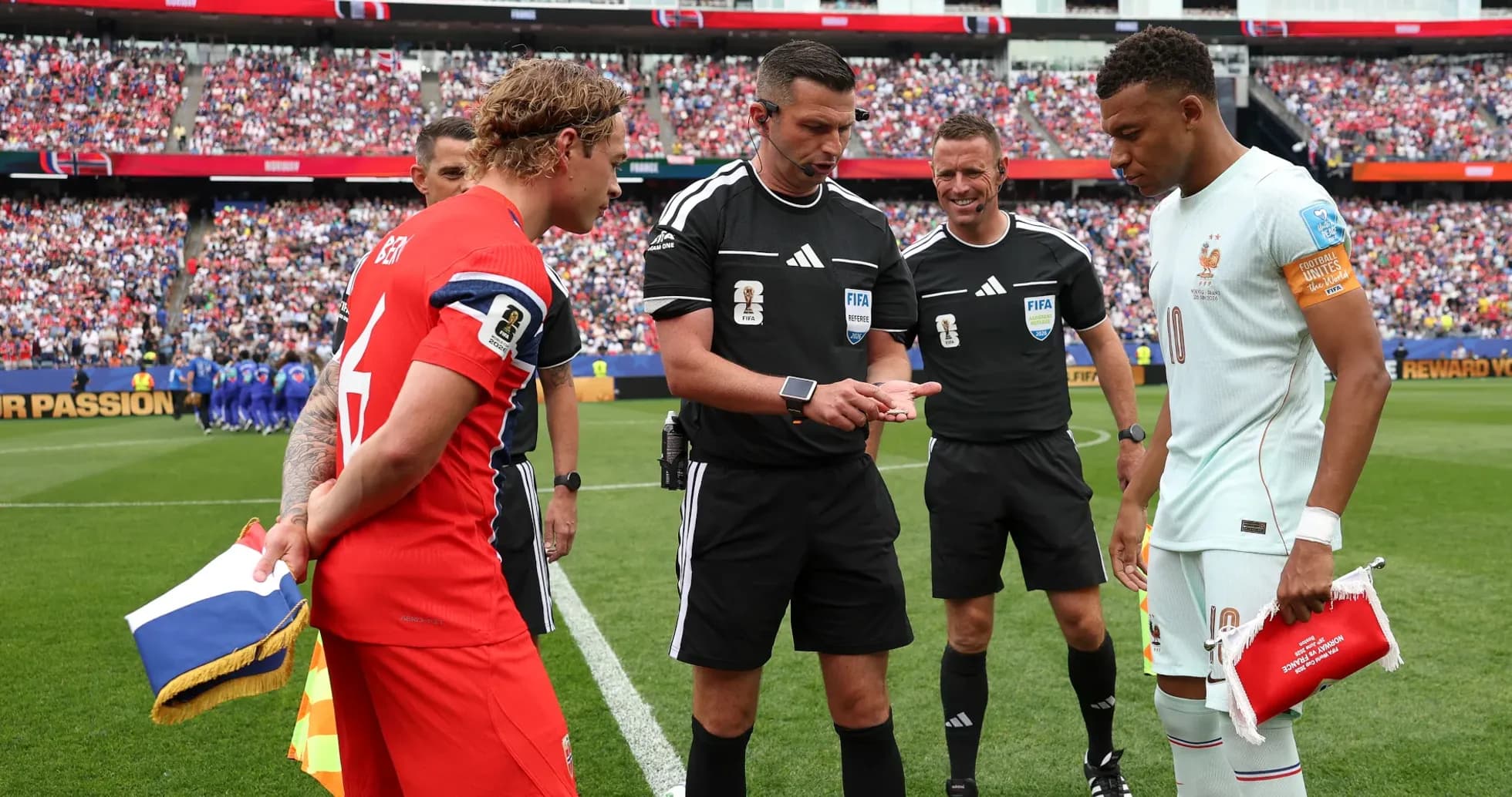 Captains and referees meeting before the match