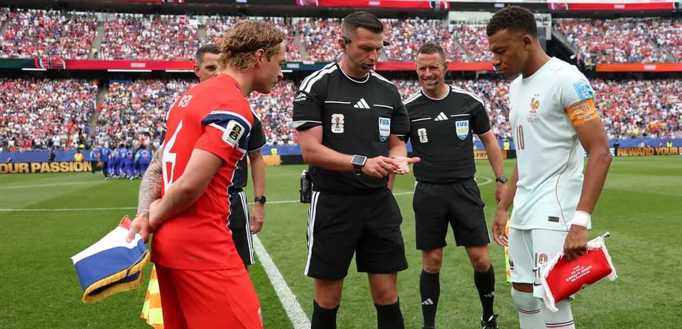 Captains and referees meeting before the match