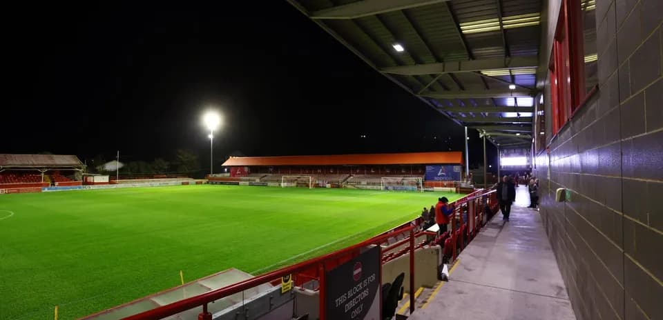 View of a football stadium at night