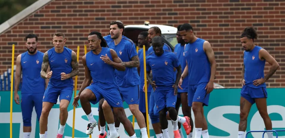 French team training with cones on the field