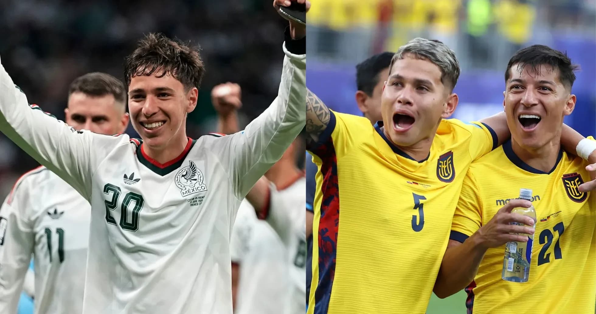 Players celebrating after Mexico vs Ecuador match