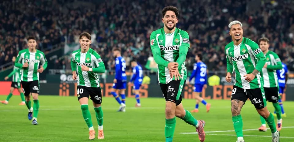 Real Betis players celebrating a goal during match