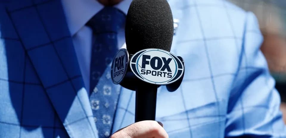 Microphone with FOX Sports logo in close-up
