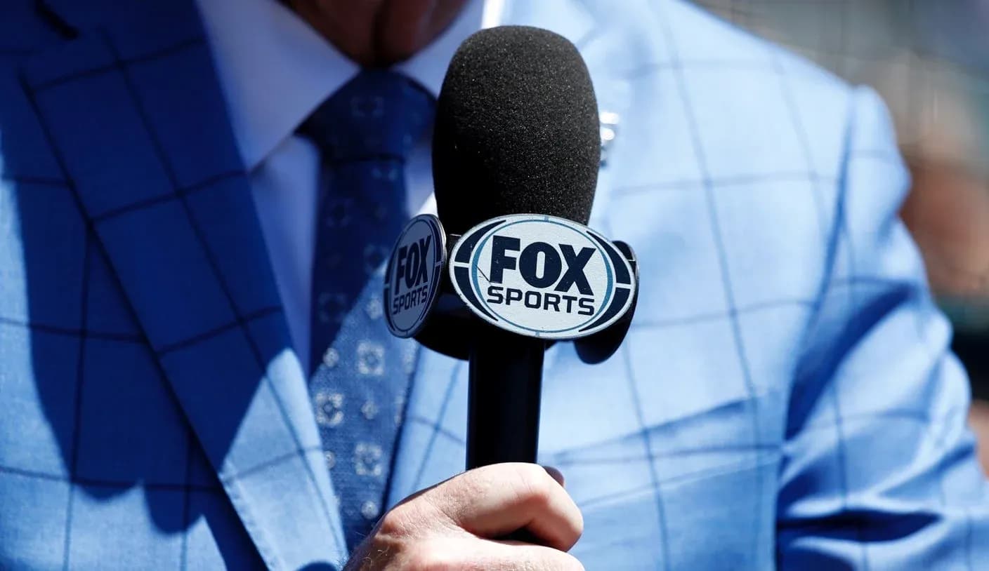 Microphone with FOX Sports logo in close-up
