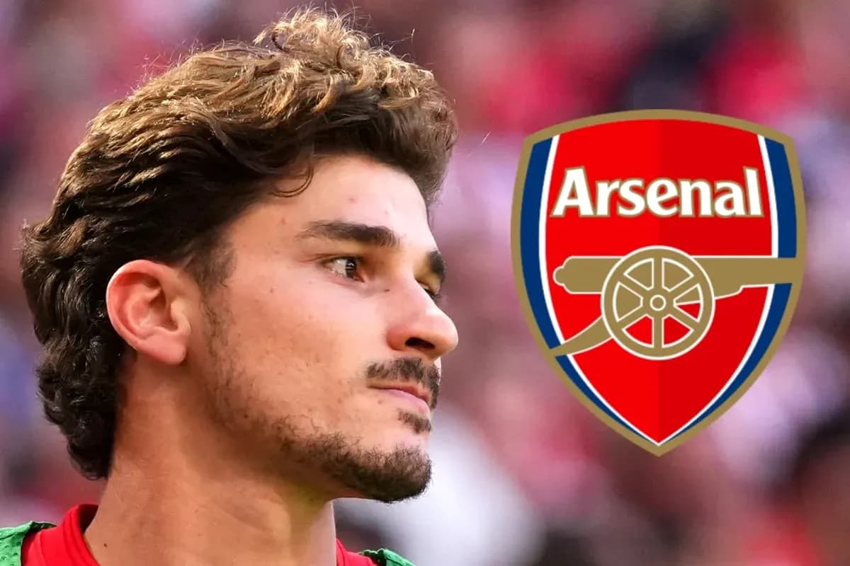Player profile with Arsenal club logo overlay
