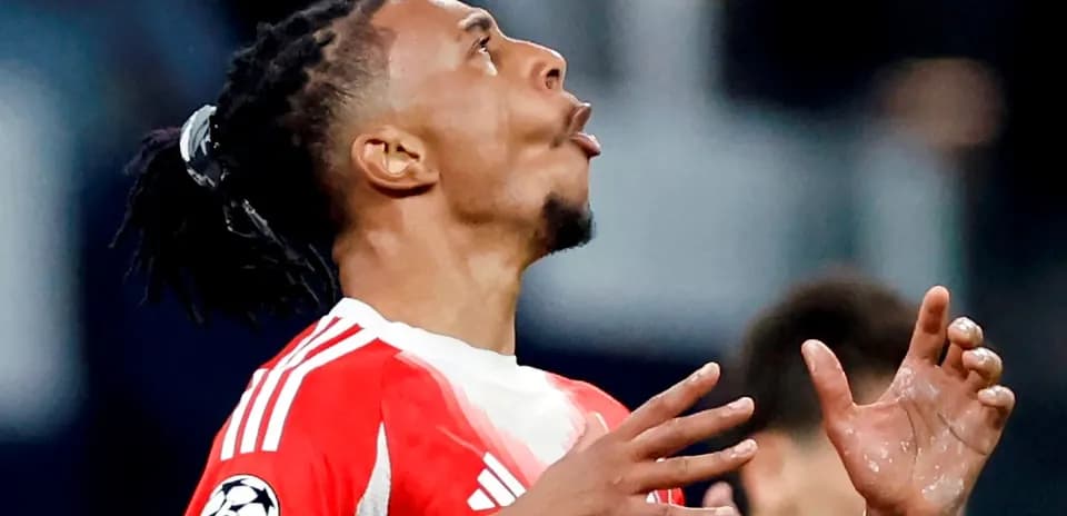 Player looking upwards during a match celebration