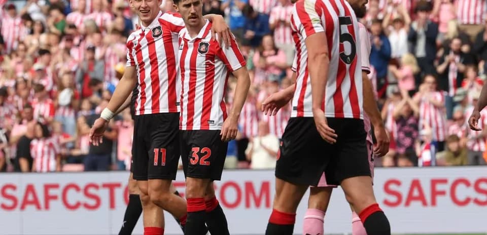 Sunderland players celebrating a goal during match
