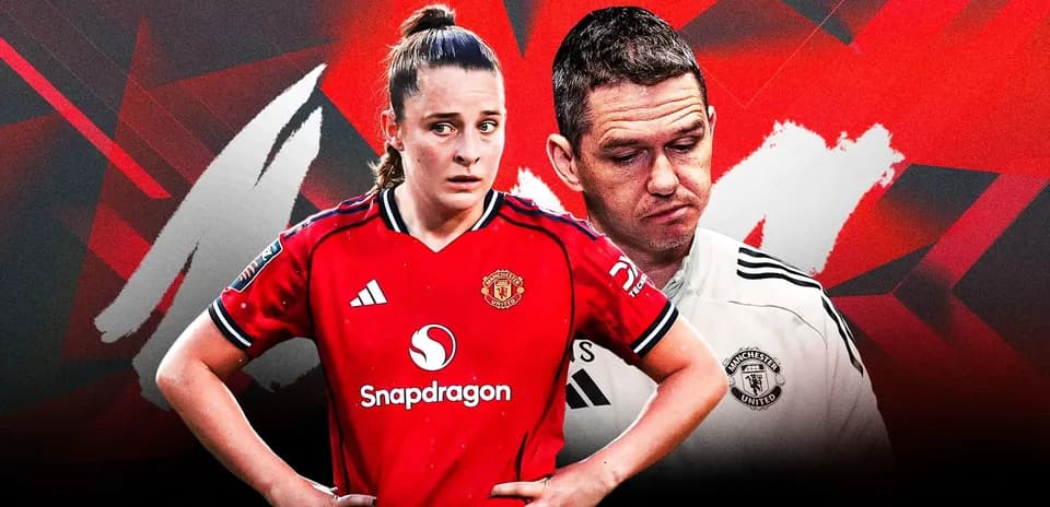 Manchester United players in red kit with coach